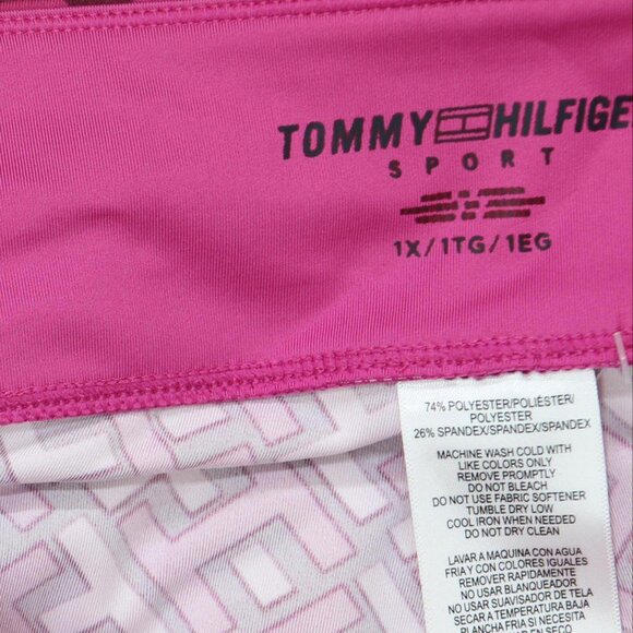 NWT Tommy Hilfiger Sport Womens Plus Printed High Rise Leggings TP26479X 1X Pink - Picture 6 of 6